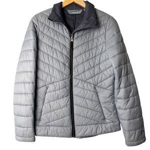 Free Country Puffer Jacket Women Small Gray Quilted Lightweight Zip Up